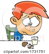 Poster, Art Print Of Cartoon Boy Sadly Looking At A Crumbled Cookie