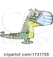 Cartoon Dinosaur Waring A Face Mask by toonaday