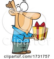 Poster, Art Print Of Cartoon Guy Holding A Gift