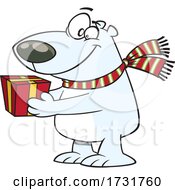 Cartoon Polar Bear Giving A Gift
