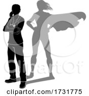Poster, Art Print Of Doctor Nurse Woman Silhouette Scrubs Super Hero