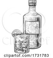 Poster, Art Print Of Lime Lemon And Ice Glass Drink And Bottle
