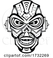 Angry Iron Skull Robot Or Android Viewed From Front Mascot Retro Black And White Style by patrimonio