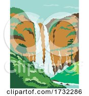 Poster, Art Print Of Maria Cristina Falls Or Twin Falls Waterfall In Agus River Iligan City Philippines Wpa