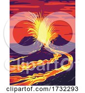 Poster, Art Print Of Hawaii Volcanoes National Park With Active KLauea Volcano United States Wpa
