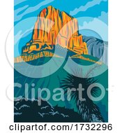 Poster, Art Print Of Guadalupe Mountains National Park With El Capitan Peak Texas United States Wpa