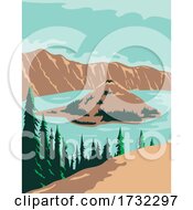 Poster, Art Print Of Crater Lake National Park In Klamath County Oregon United States Wpa
