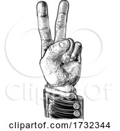 Poster, Art Print Of Peace Victory Hand Business Suit Two Finger Sign