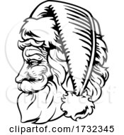 Christmas Santa Claus Retro Engrave Woodcut Style by AtStockIllustration