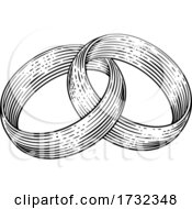 Poster, Art Print Of Wedding Rings Bands Intertwined Vintage Woodcut