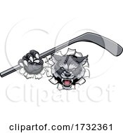 Poster, Art Print Of Wolf Ice Hockey Player Animal Sports Mascot