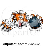 Tiger Bowling Player Animal Sports Mascot