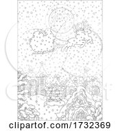Poster, Art Print Of Santa Claus And Sleigh Flying Over A Village