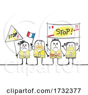 Poster, Art Print Of Stick French People Protesting And Wearing Safety Vests