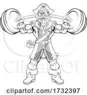 Pirate Weight Lifting Barbell Cartoon Mascot by AtStockIllustration