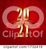 Poster, Art Print Of Elegant Happy New Year Background With Gold Numbers And Ribbon Design