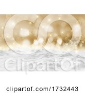 Poster, Art Print Of 3d Snowy Landscape With Bokeh Lights And Stars