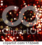 Poster, Art Print Of Christmas Background With Bokeh Lights And Golden Snowflakes