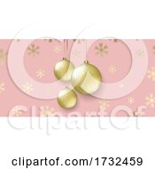 Poster, Art Print Of Christmas Banner Design With Hanging Baubles