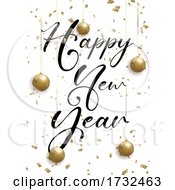 Happy New Year Background With Baubles And Confetti by KJ Pargeter