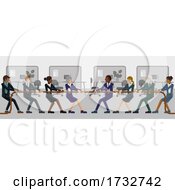 Tug Of War Rope Pulling Business People Concept by AtStockIllustration