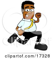 Fast Black Businessman Mascot Cartoon Character Running