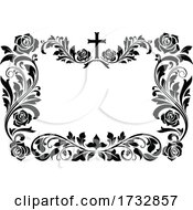 Poster, Art Print Of Black And White Rose And Cross Frame