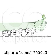 Stick People Carrying A Giant Green Fist