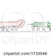 Poster, Art Print Of Stick People And A Giant Fist Against A Vaccine