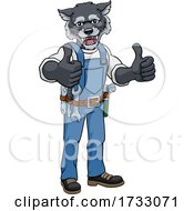 Poster, Art Print Of Wolf Construction Cartoon Mascot Handyman