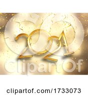 Poster, Art Print Of Gold Happy New Yyear Background With Confetti And Streamers