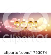 Poster, Art Print Of Happy New Year Banner Design With Glittery Gold Design