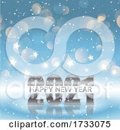 Poster, Art Print Of Happy New Year Background With Bokeh Lights Stars And Snowflakes