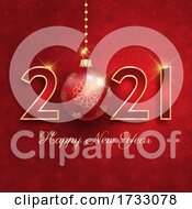 Poster, Art Print Of Happy Nnew Year Background With Hanging Bauble