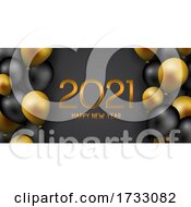 Poster, Art Print Of Happy New Year Banner With Gold And Black Balloons