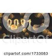 Poster, Art Print Of Happy New Year Banner With Metallic Gold Design