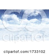 Poster, Art Print Of 3d Snowy Landscape With Falling Snowflakes