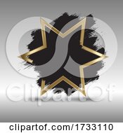 Poster, Art Print Of Gold Star Background With Grunge Brush Strokes