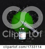 3D Medical Background With Vaccine And Syringe On Fractured Background
