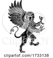 Poster, Art Print Of Griffin Rampant Gryphon Coat Of Arms Crest Mascot