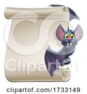Halloween Vampire Bat Cartoon Character Scroll by AtStockIllustration
