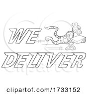 Poster, Art Print Of Lineart Fast Running Cheetah With We Deliver Text