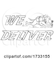 Poster, Art Print Of Lineart Running Dog With We Deliver Text