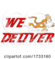 Poster, Art Print Of Fast Running Cheetah With We Deliver Text