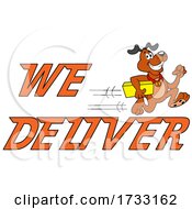 Poster, Art Print Of Fast Running Dog With We Deliver Text