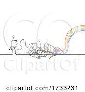 Poster, Art Print Of Stick Man With Scribbles And A Rainbow