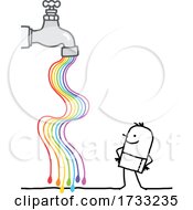 Poster, Art Print Of Stick Man With A Rainbow Flowing From A Faucet