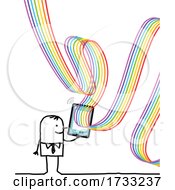Poster, Art Print Of Stick Man With A Rainbow Emerging From His Tablet