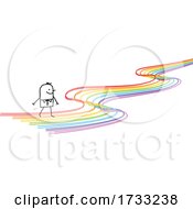 Poster, Art Print Of Stick Man Walking On A Rainbow