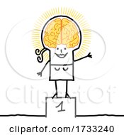 Poster, Art Print Of Stick Woman With A Golden Winner Brain